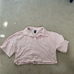 Light Pink Cropped Collared Shirt